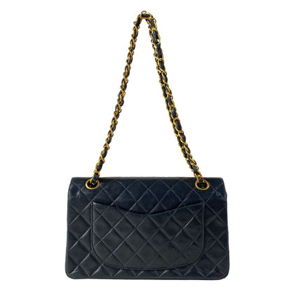 Chanel Shoulder Bag Double Flap Quilted Black Chain Gold Lambskin — view 3