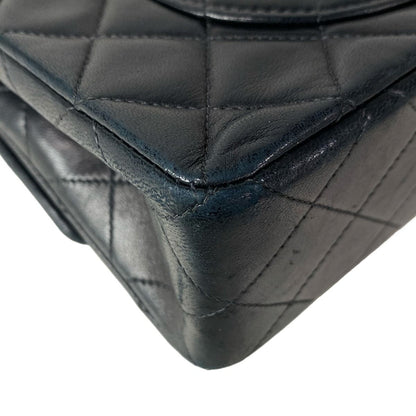 Chanel Shoulder Bag Double Flap Quilted Black Chain Gold Lambskin — view 8
