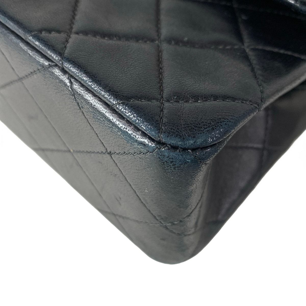 Chanel Shoulder Bag Double Flap Quilted Black Chain Gold Lambskin — view 7