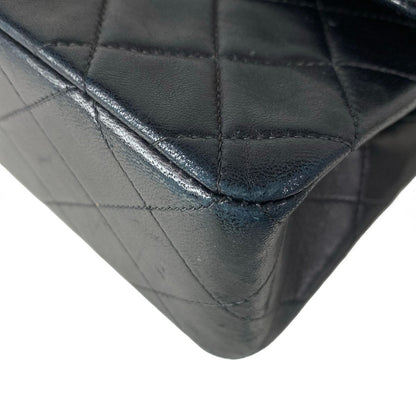 Chanel Shoulder Bag Double Flap Quilted Black Chain Gold Lambskin — view 7