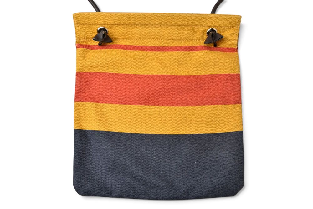 Hermes Shoulder Bag Sac Aline MM Toile Chevron Swift Jaune Orange Marine — view 5