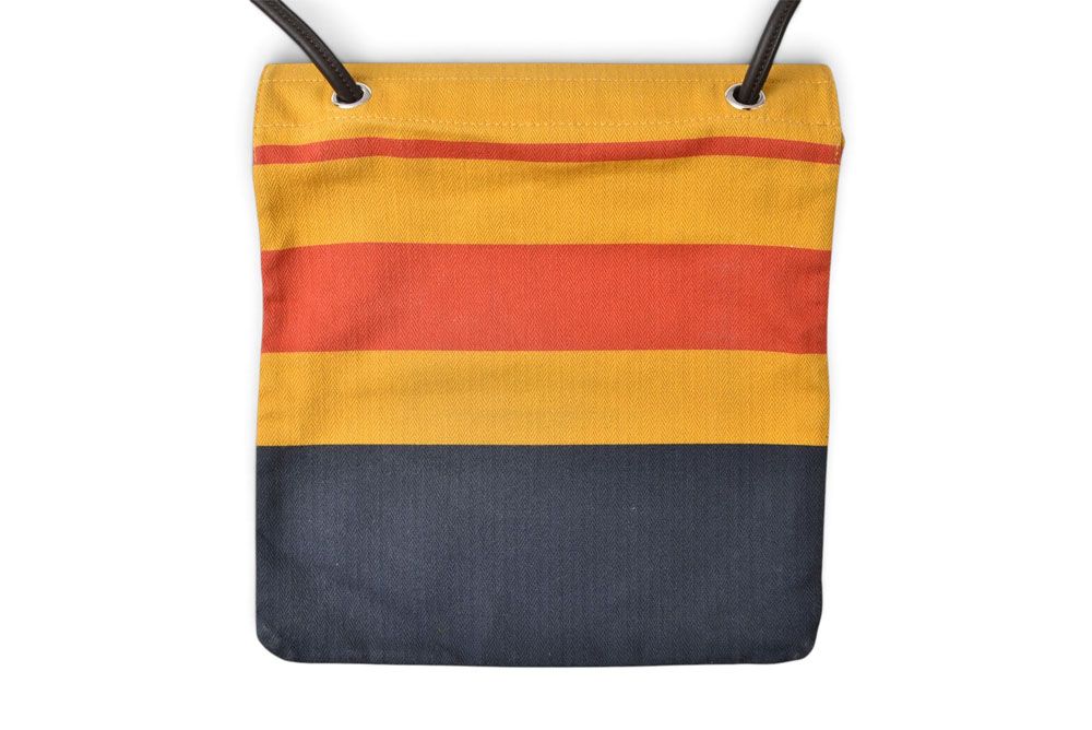 Hermes Shoulder Bag Sac Aline MM Toile Chevron Swift Jaune Orange Marine — view 6