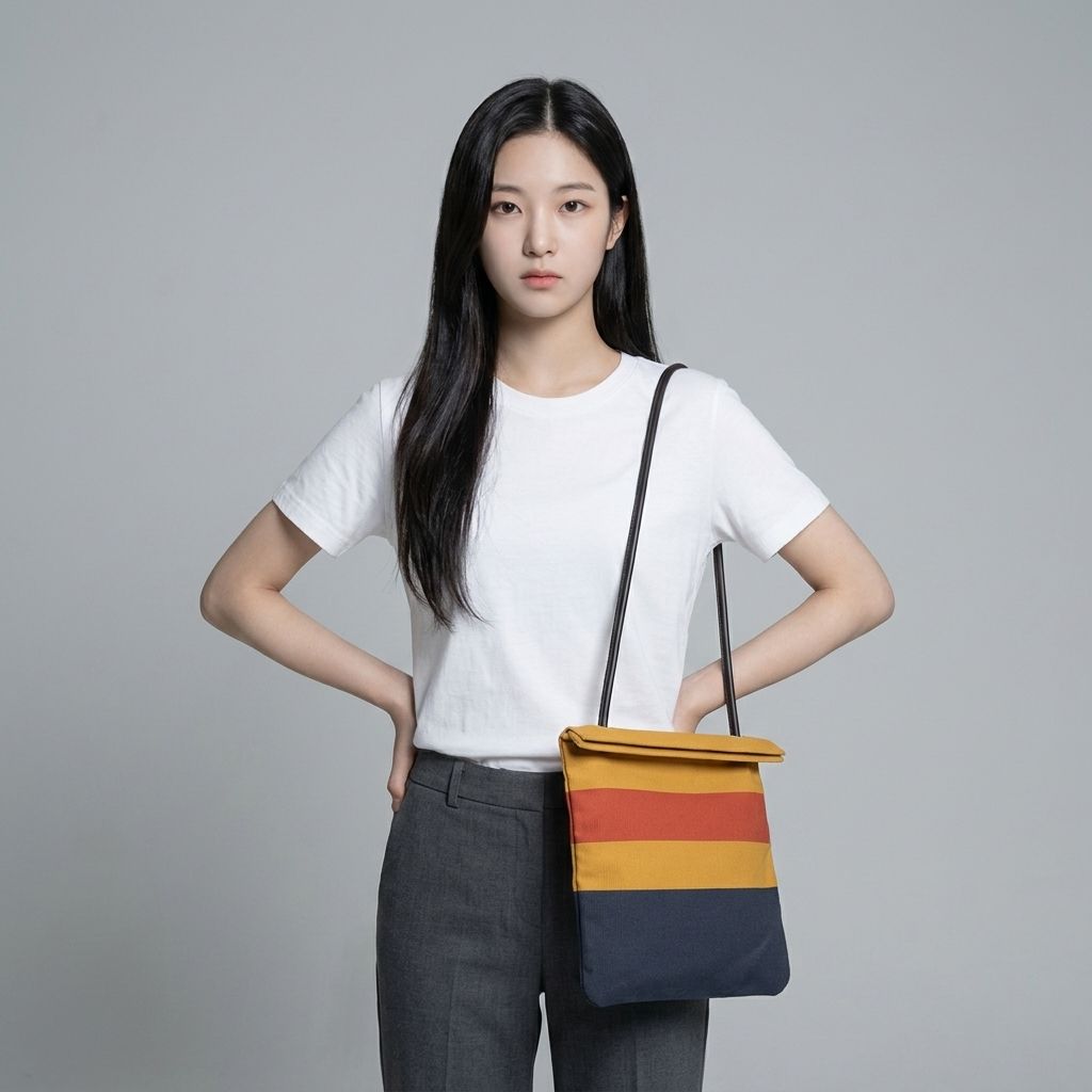 Hermes Shoulder Bag Sac Aline MM Toile Chevron Swift Jaune Orange Marine — view 3
