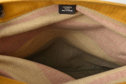 Hermes Shoulder Bag Sac Aline MM Toile Chevron Swift Jaune Orange Marine — view 8