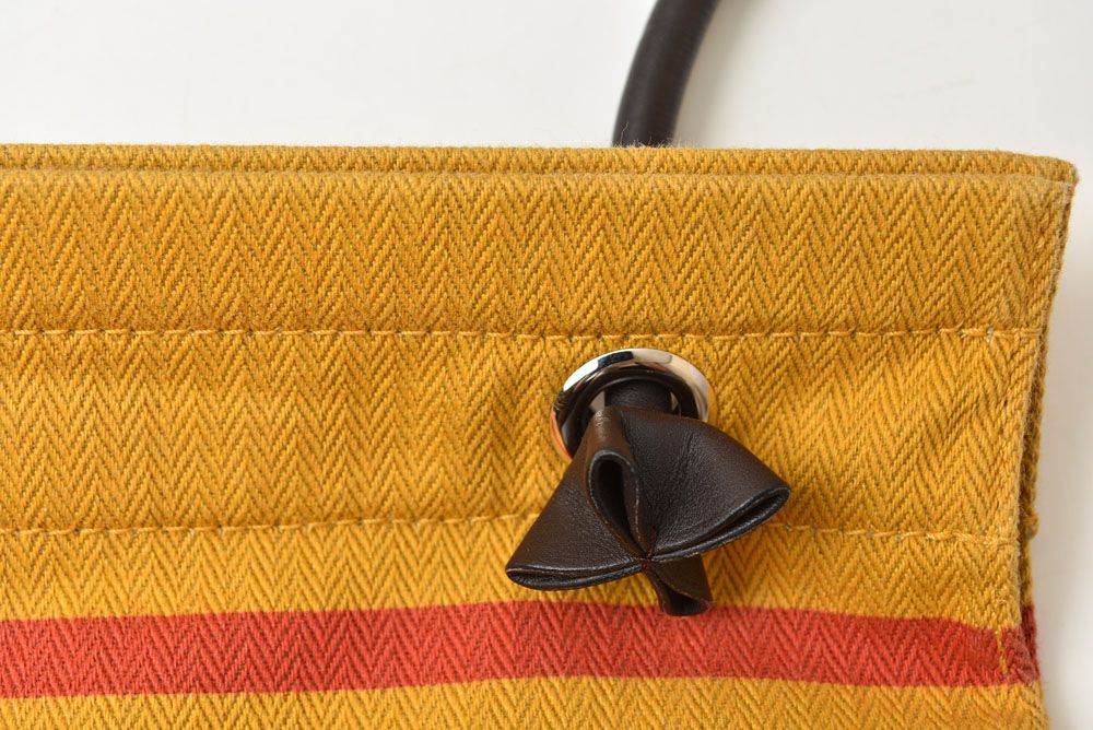Hermes Shoulder Bag Sac Aline MM Toile Chevron Swift Jaune Orange Marine — view 4