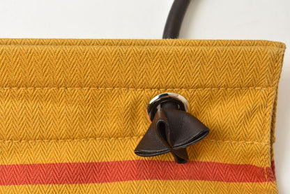 Hermes Shoulder Bag Sac Aline MM Toile Chevron Swift Jaune Orange Marine — view 4