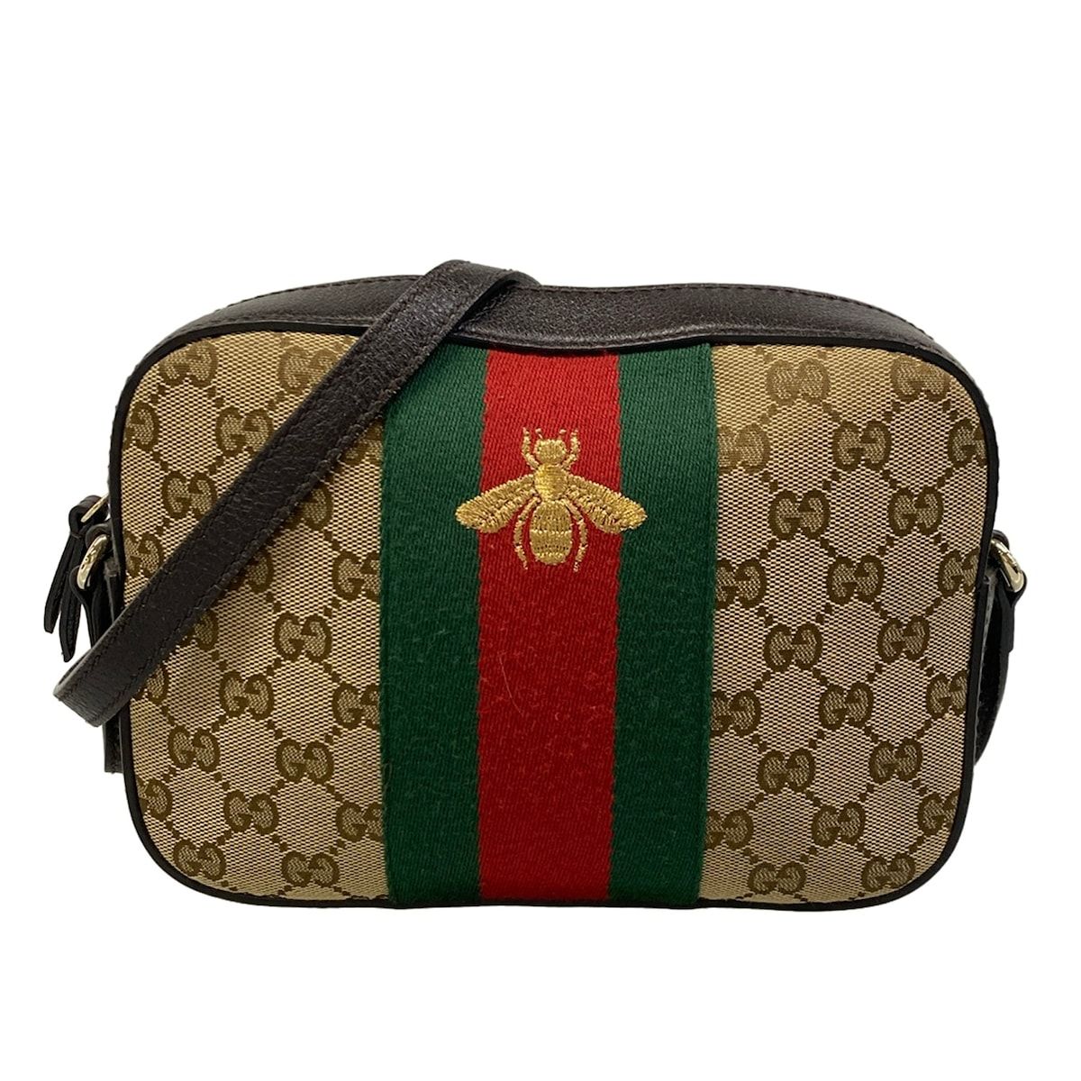 Gucci Shoulder Bag GG Pattern Sherry Beige Dark Brown Multi Embroidery