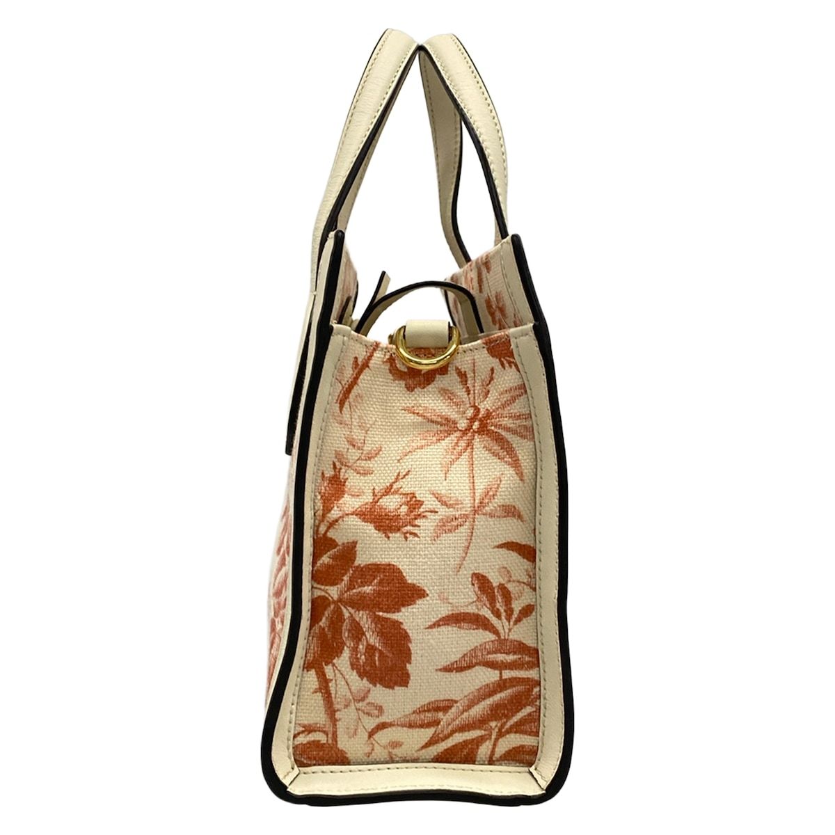 Gucci Tote GG Ribbon Ivory Pink Floral Leather — view 4