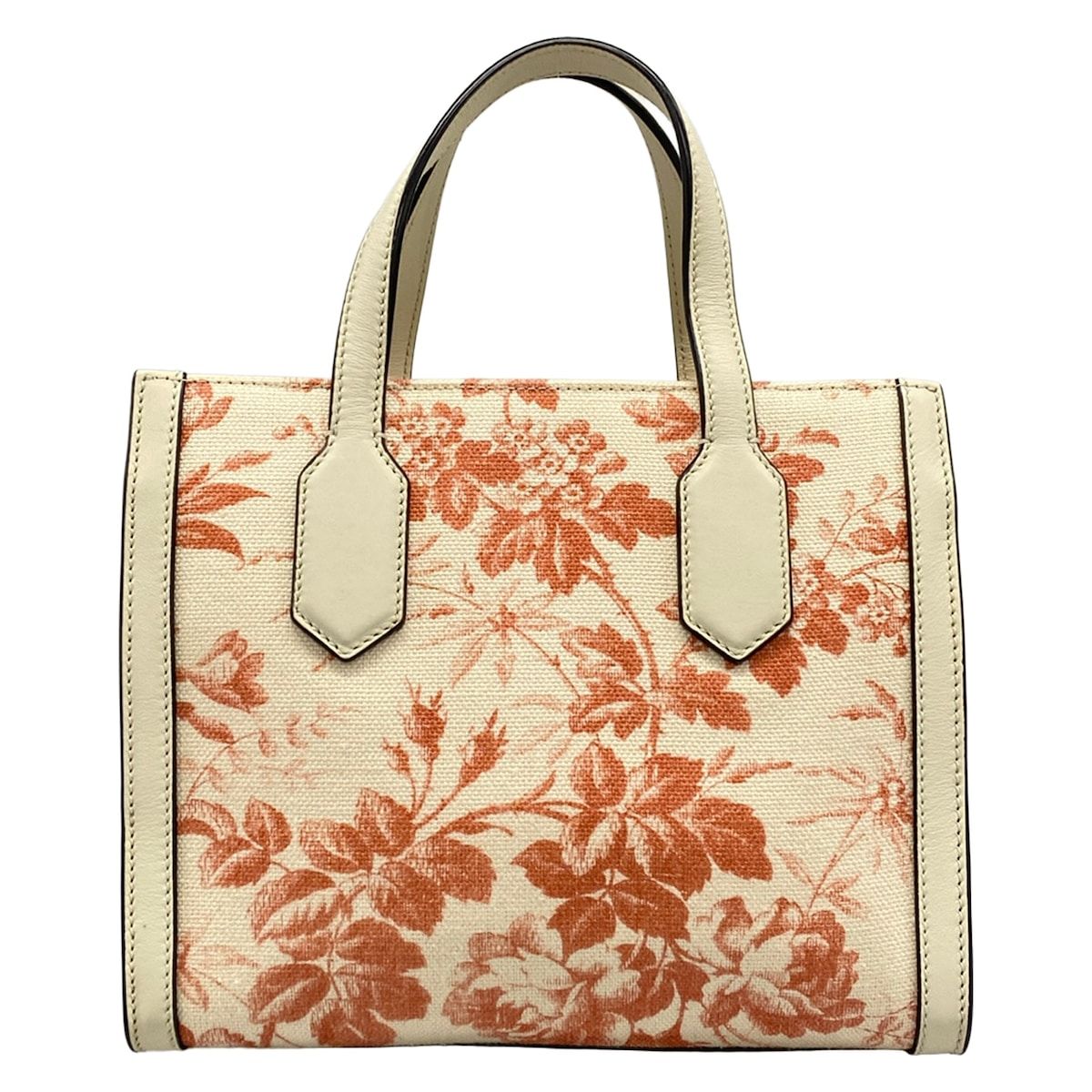 Gucci Tote GG Ribbon Ivory Pink Floral Leather — view 3