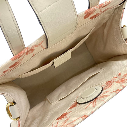 Gucci Tote GG Ribbon Ivory Pink Floral Leather — view 7