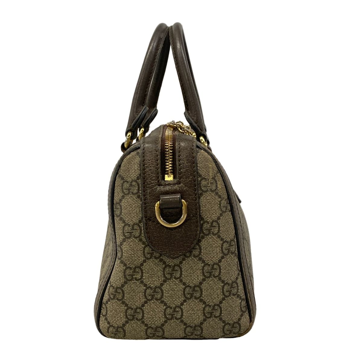 Gucci Handbag Ophidia Medium Top Handle Bag Beige Dark Brown Leather — view 2