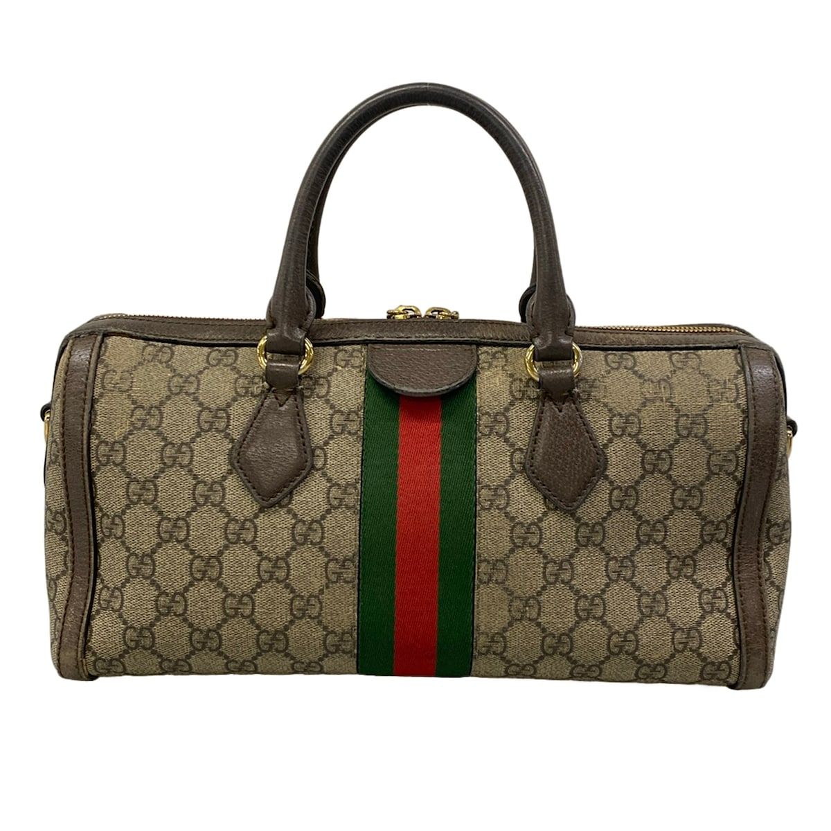 Gucci Handbag Ophidia Medium Top Handle Bag Beige Dark Brown Leather — view 3