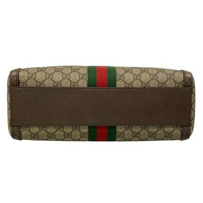 Gucci Handbag Ophidia Medium Top Handle Bag Beige Dark Brown Leather — view 5