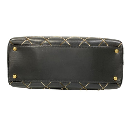 Chanel Handbag Wild Stitch Black Matte Gold Leather — view 5