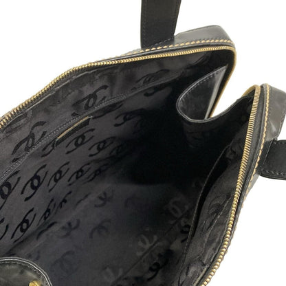 Chanel Handbag Wild Stitch Black Matte Gold Leather — view 7