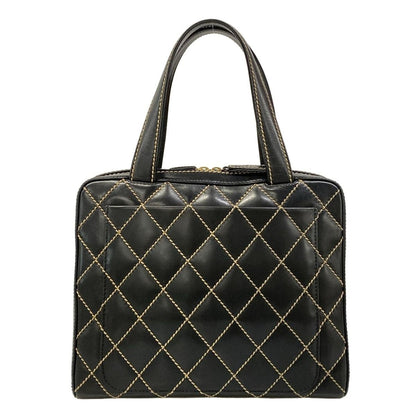Chanel Handbag Wild Stitch Black Matte Gold Leather — view 3