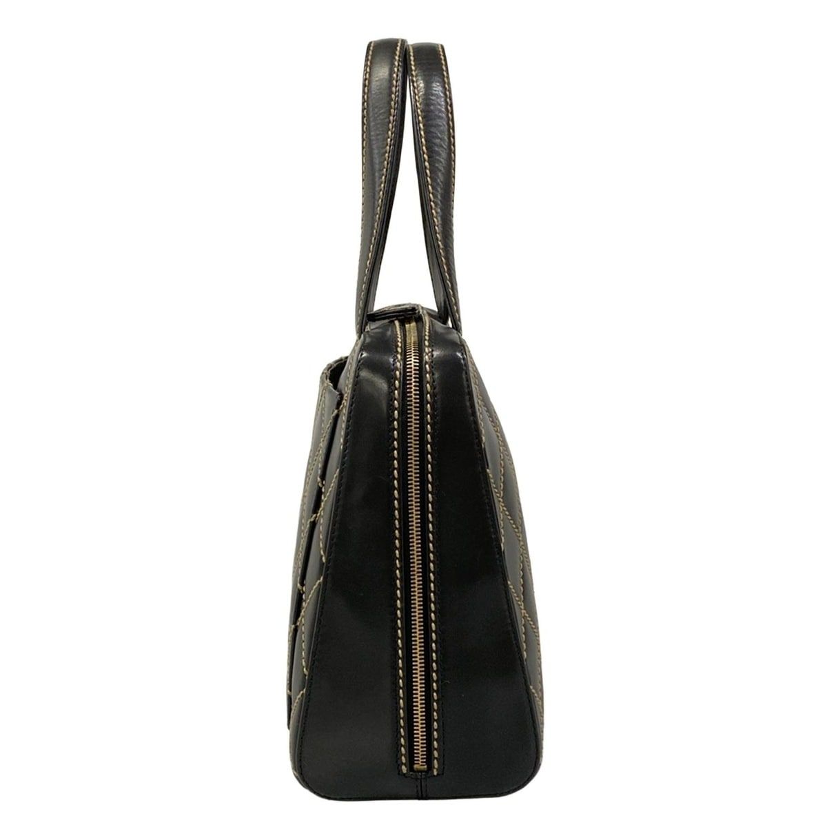 Chanel Handbag Wild Stitch Black Matte Gold Leather — view 2