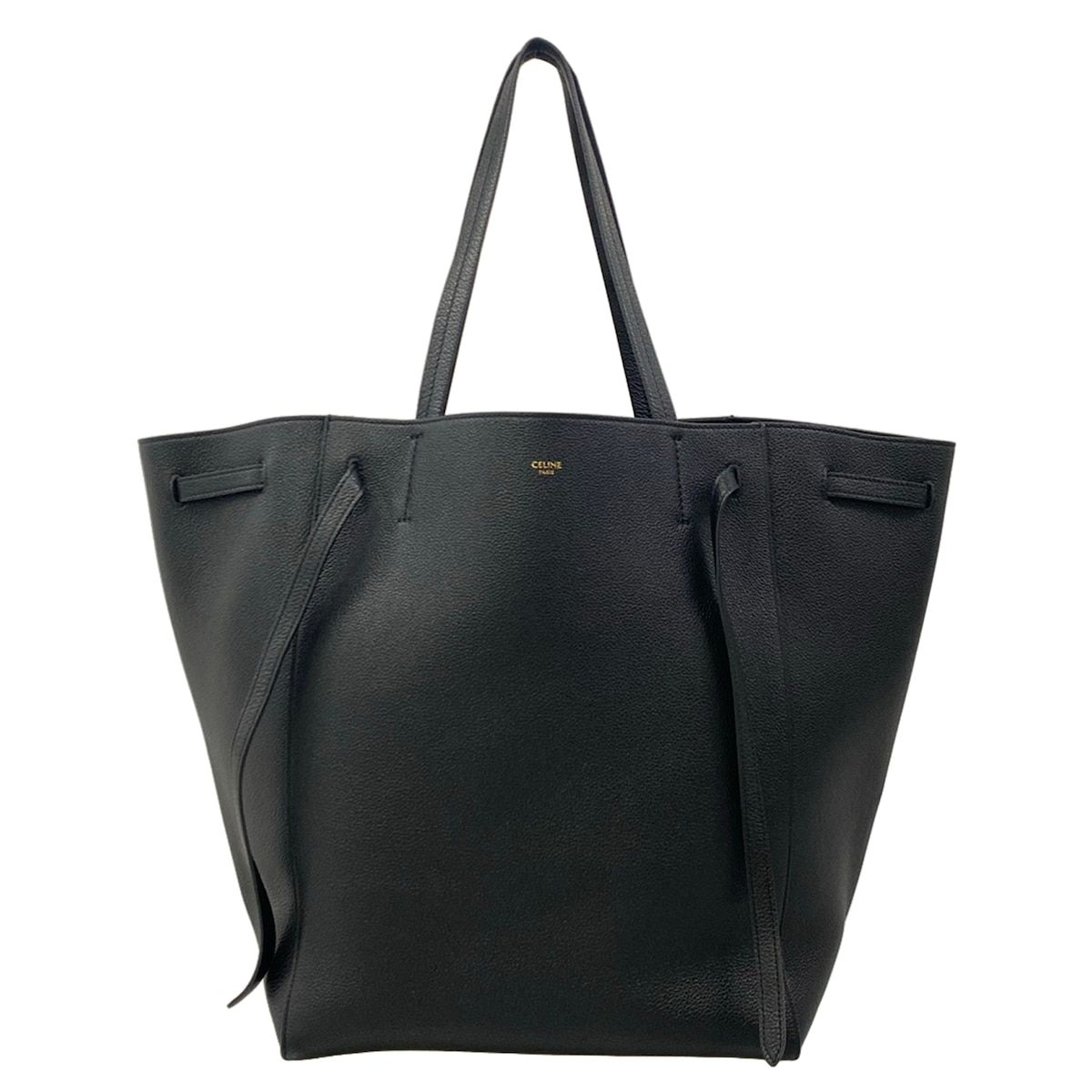 Celine Tote Cabas Phantom Medium with Belt Black Leather