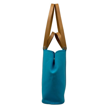Hermes Tote Kabak PM Blue Light Brown Leather — view 4