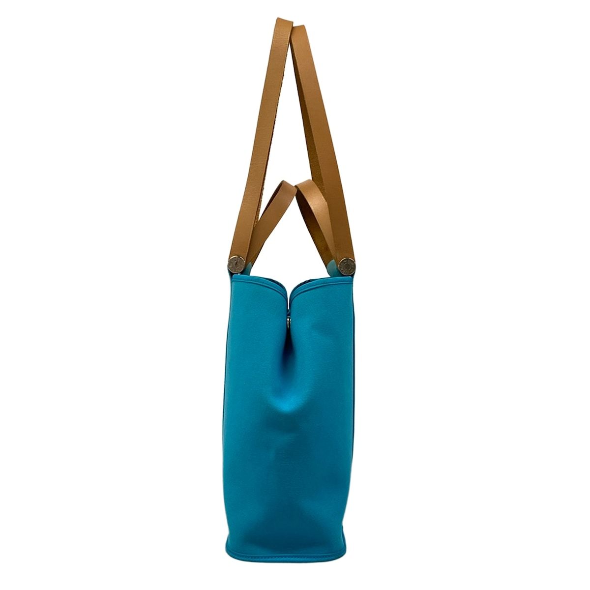 Hermes Tote Kabak PM Blue Light Brown Leather — view 2