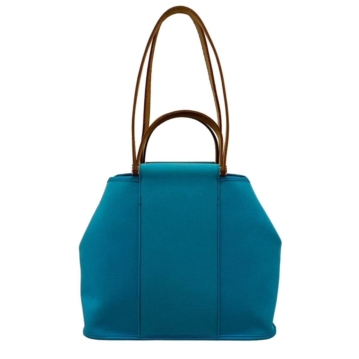 Hermes Tote Kabak PM Blue Light Brown Leather