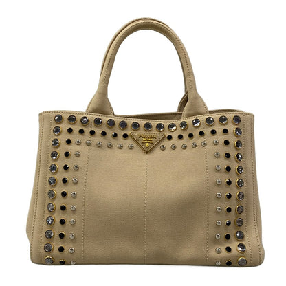 Prada Tote Canapa Beige Bijou Studs