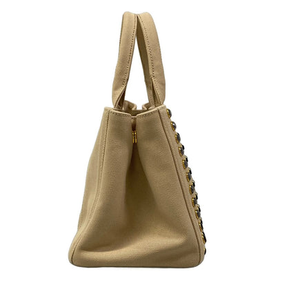 Prada Tote Canapa Beige Bijou Studs — view 2