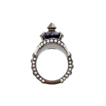 Gucci Metal Stone Rhinestone Faux Pearl Ring Multicolor — view 2