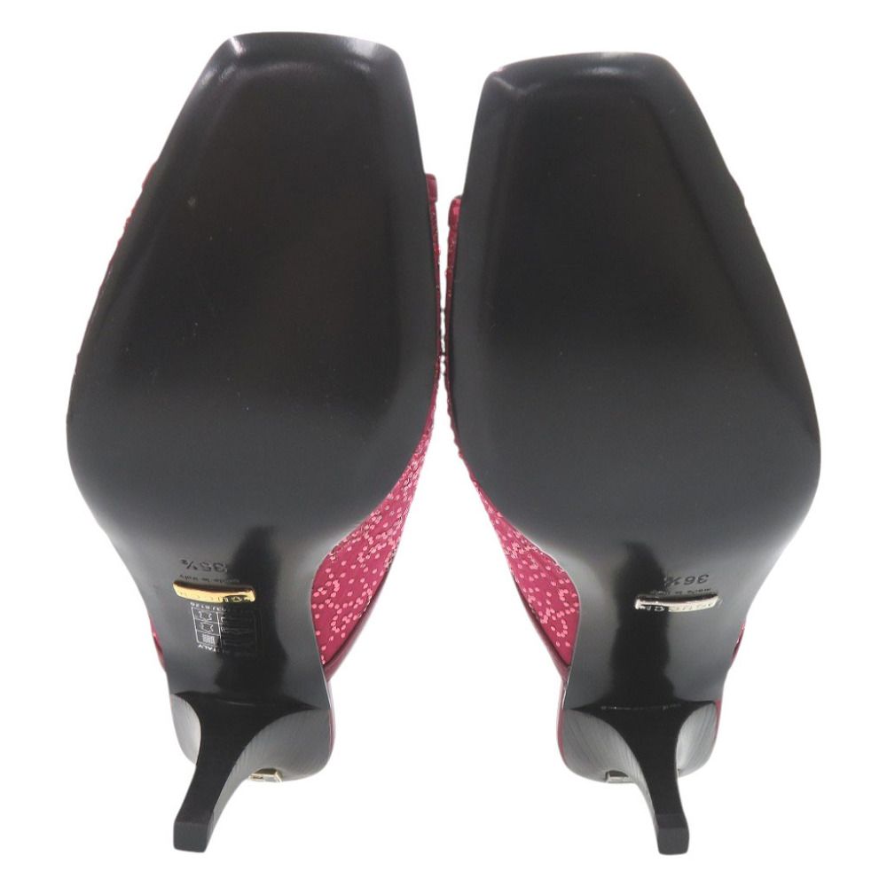 Gucci Logo Sandals Leather Rhinestone Wine Heels — view 5