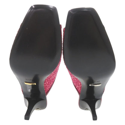 Gucci Logo Sandals Leather Rhinestone Wine Heels — view 5