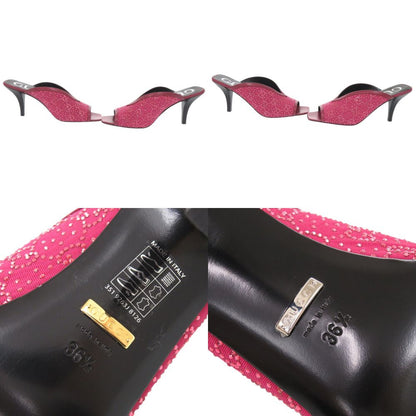 Gucci Logo Sandals Leather Rhinestone Wine Heels — view 7