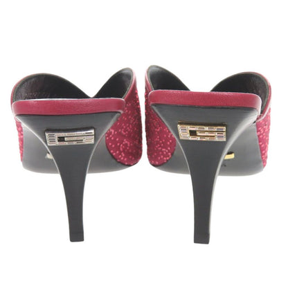 Gucci Logo Sandals Leather Rhinestone Wine Heels — view 4