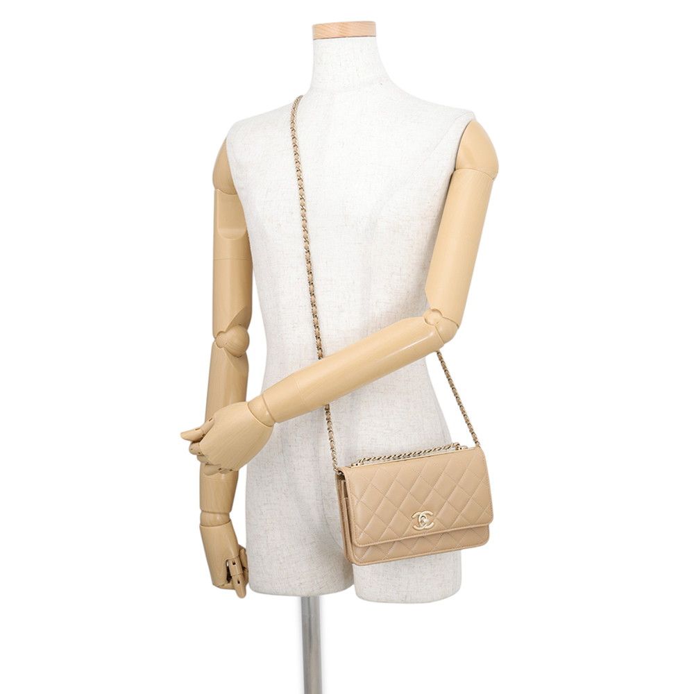 Chanel Chain Wallet Quilted CC Logo Lambskin Shoulder Bag — view 5