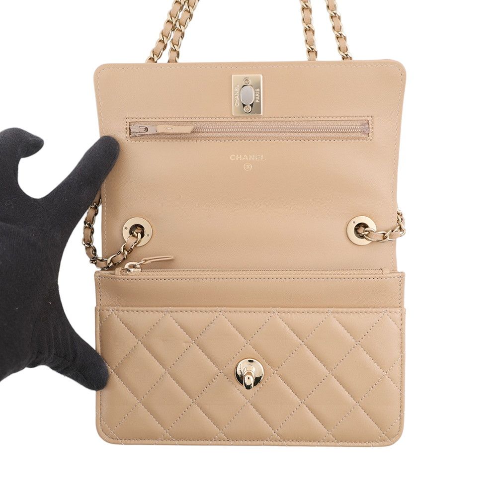 Chanel Chain Wallet Quilted CC Logo Lambskin Shoulder Bag — view 6