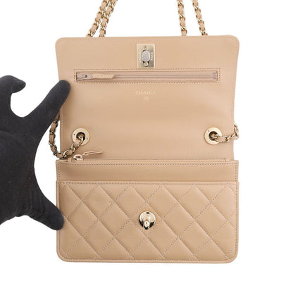 Chanel Chain Wallet Quilted CC Logo Lambskin Shoulder Bag — view 6