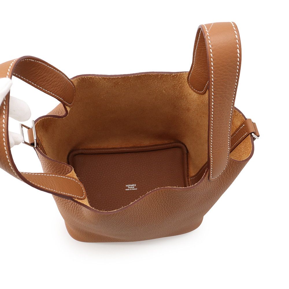 Hermes Handbag Picotin Lock PM Gold Silver Taurillon Clemence — view 5