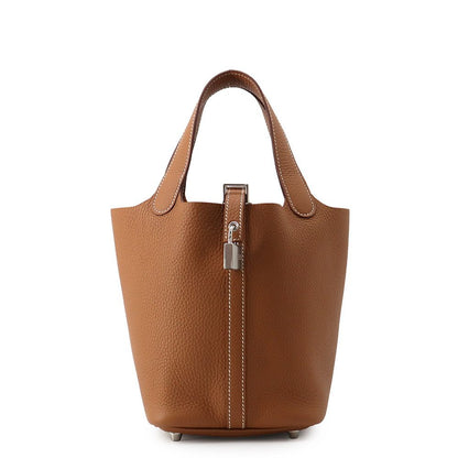 Hermes Handbag Picotin Lock PM Gold Silver Taurillon Clemence