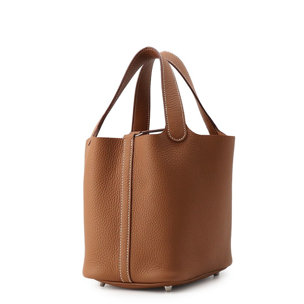 Hermes Handbag Picotin Lock PM Gold Silver Taurillon Clemence — view 2
