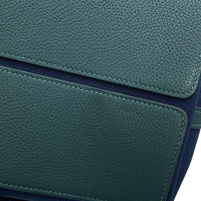 Hermes Tote Fourre Tout M S Blue Marine Vert Moyen Toile Military Togo — view 7