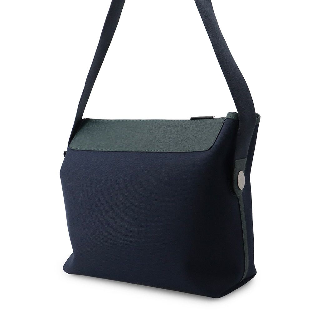 Hermes Tote Fourre Tout M S Blue Marine Vert Moyen Toile Military Togo — view 2