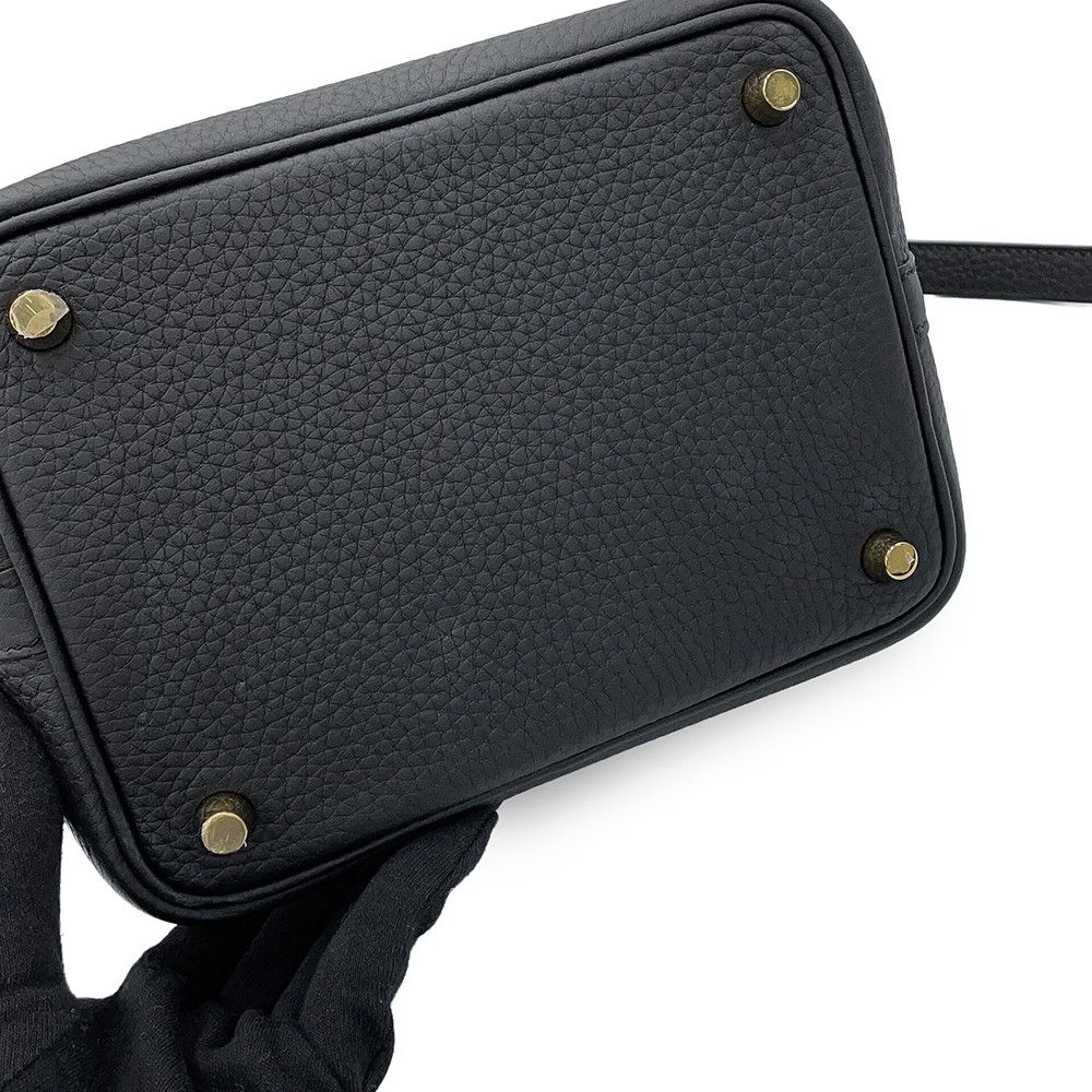 Hermes Handbag Picotin Lock PM Black Gold Taurillon Clemence — view 8