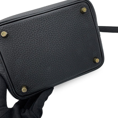 Hermes Handbag Picotin Lock PM Black Gold Taurillon Clemence — view 8