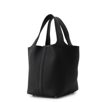 Hermes Handbag Picotin Lock PM Black Gold Taurillon Clemence — view 2
