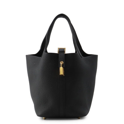Hermes Handbag Picotin Lock PM Black Gold Taurillon Clemence