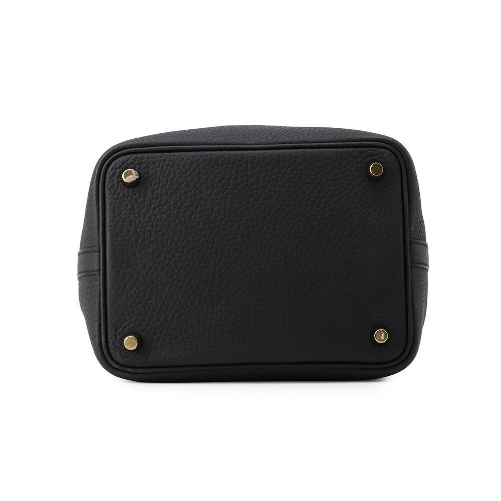 Hermes Handbag Picotin Lock PM Black Gold Taurillon Clemence — view 3