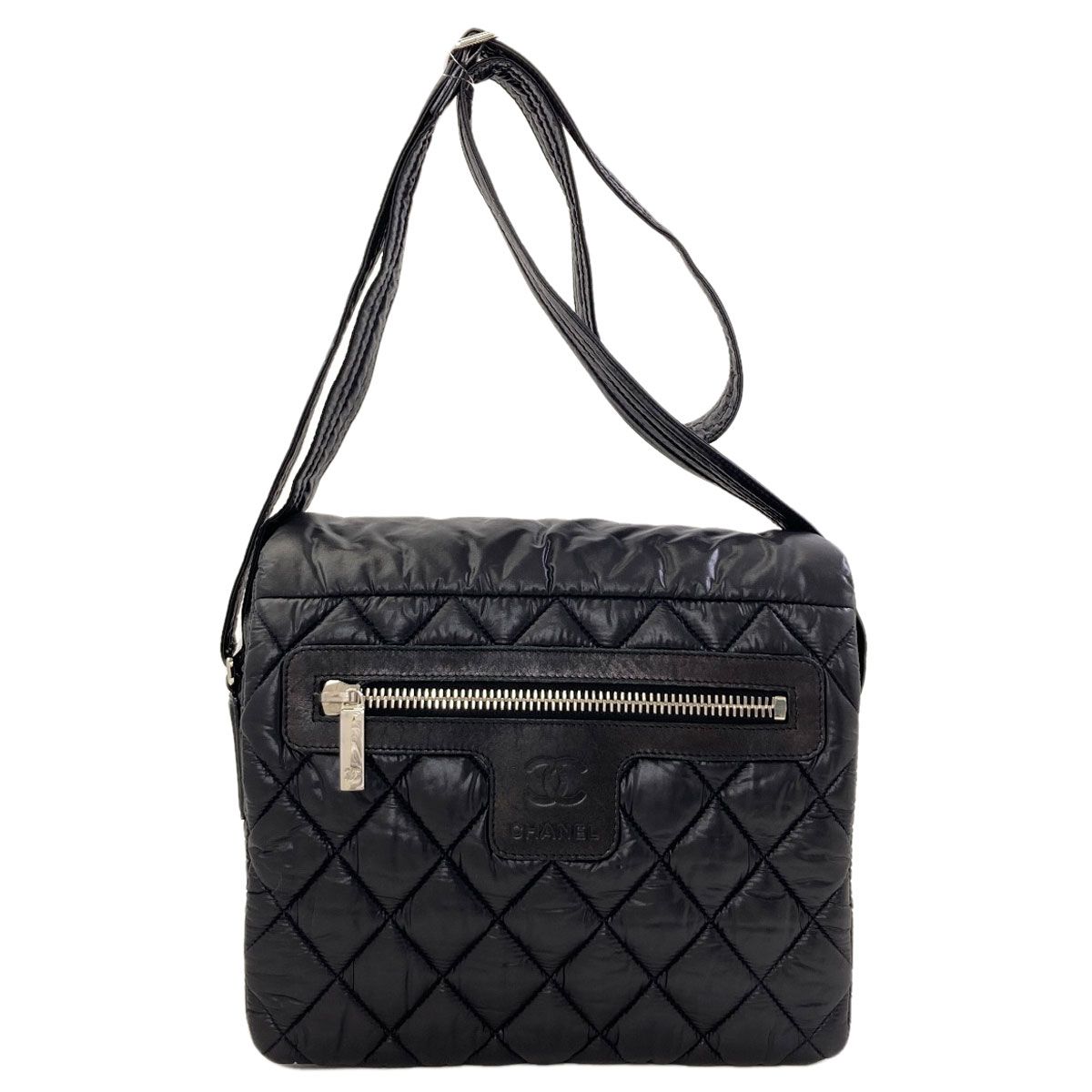 Chanel Coco Cocoon Messenger Bag Silver Nylon