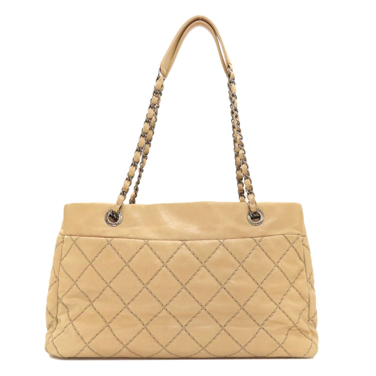 Chanel CC Logo Wild Stitch Silver Shoulder Bag Calfskin — view 2