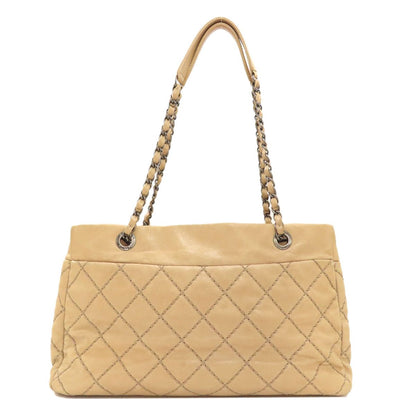 Chanel CC Logo Wild Stitch Silver Shoulder Bag Calfskin — view 2