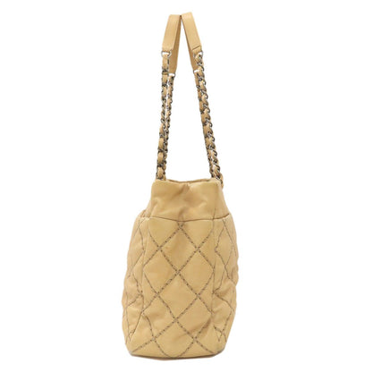 Chanel CC Logo Wild Stitch Silver Shoulder Bag Calfskin — view 3