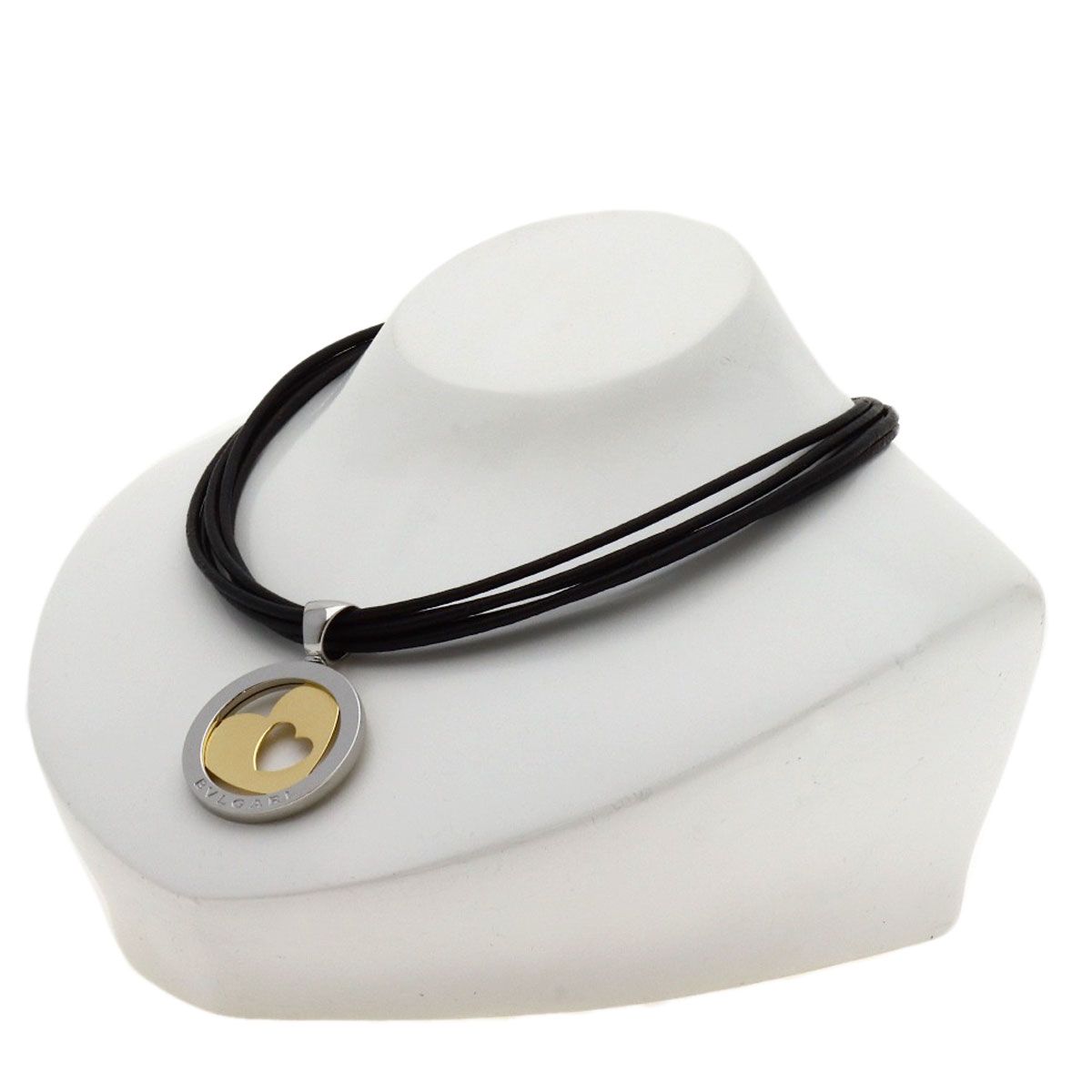 Bvlgari Tondo Heart Necklace 18k Yellow Gold SS — view 4
